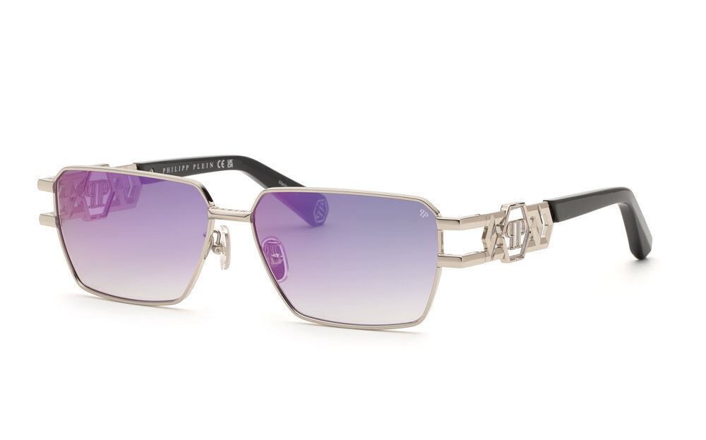 PHILIPP PLEIN SUN SPP210M Sunglasses PALLADIUM W SMOKE/VIOLET (579V 59mm